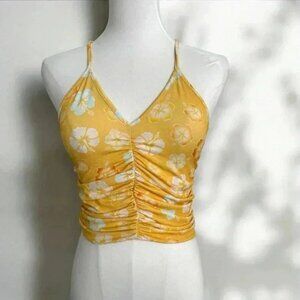 Urban outfitters cropped tank top tropical beach girl ruched M